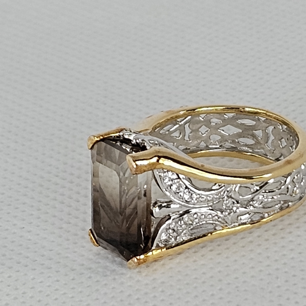 Gorgeous Victoria Weick Ombre Quartz Ring 18k over Sterling Silver Size 8! - Picture 3 of 11
